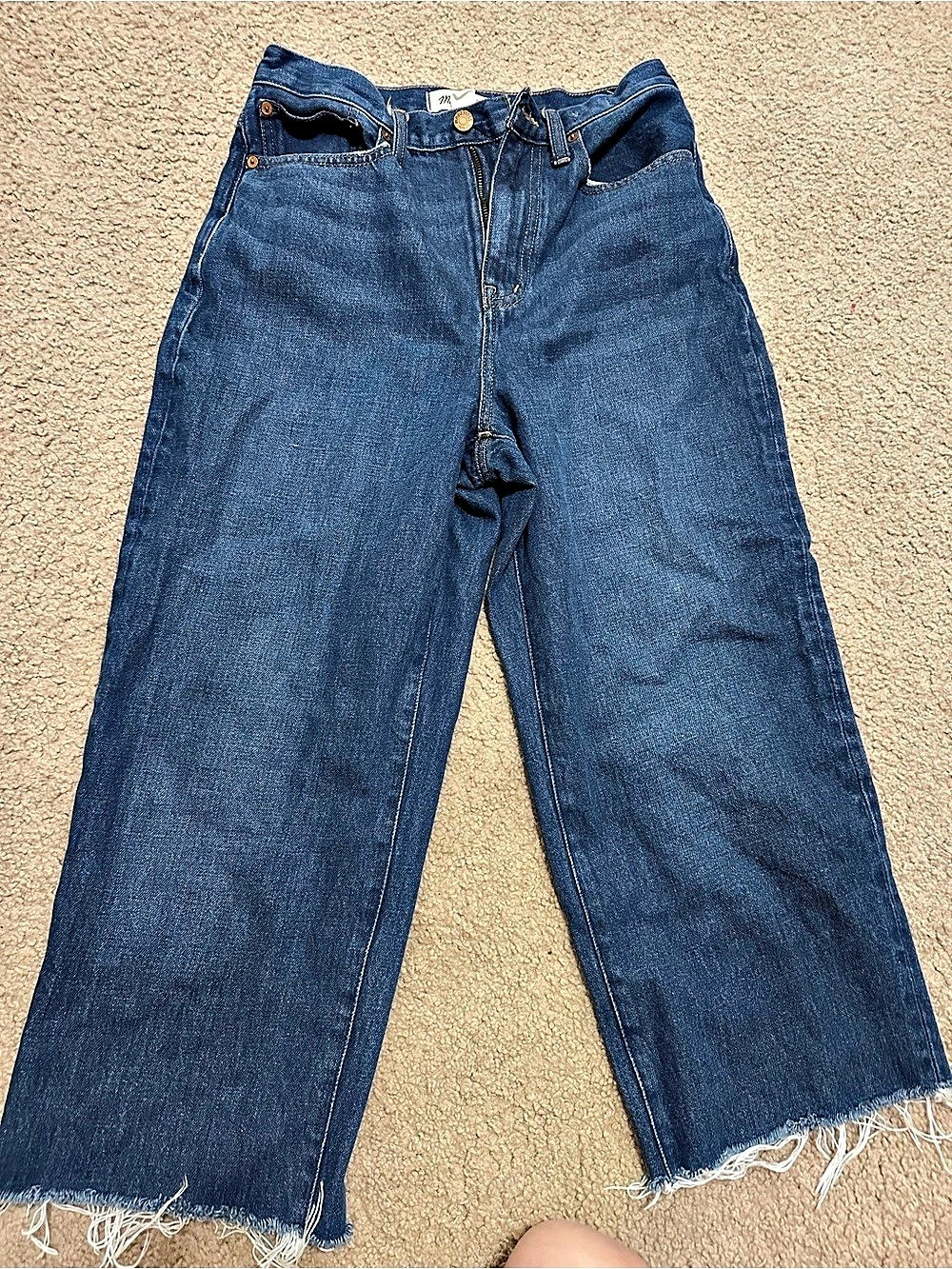 Madewell Baggy Straight Jeans Blue Raw Hem Jeans Waist 26
